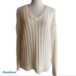 Lucky Brand oversized v-neck knit sweater size M